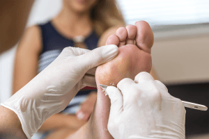 Podiatrist working