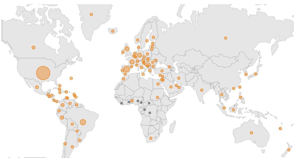 2022 Monkeypox Outbreak Global Map (CDC)